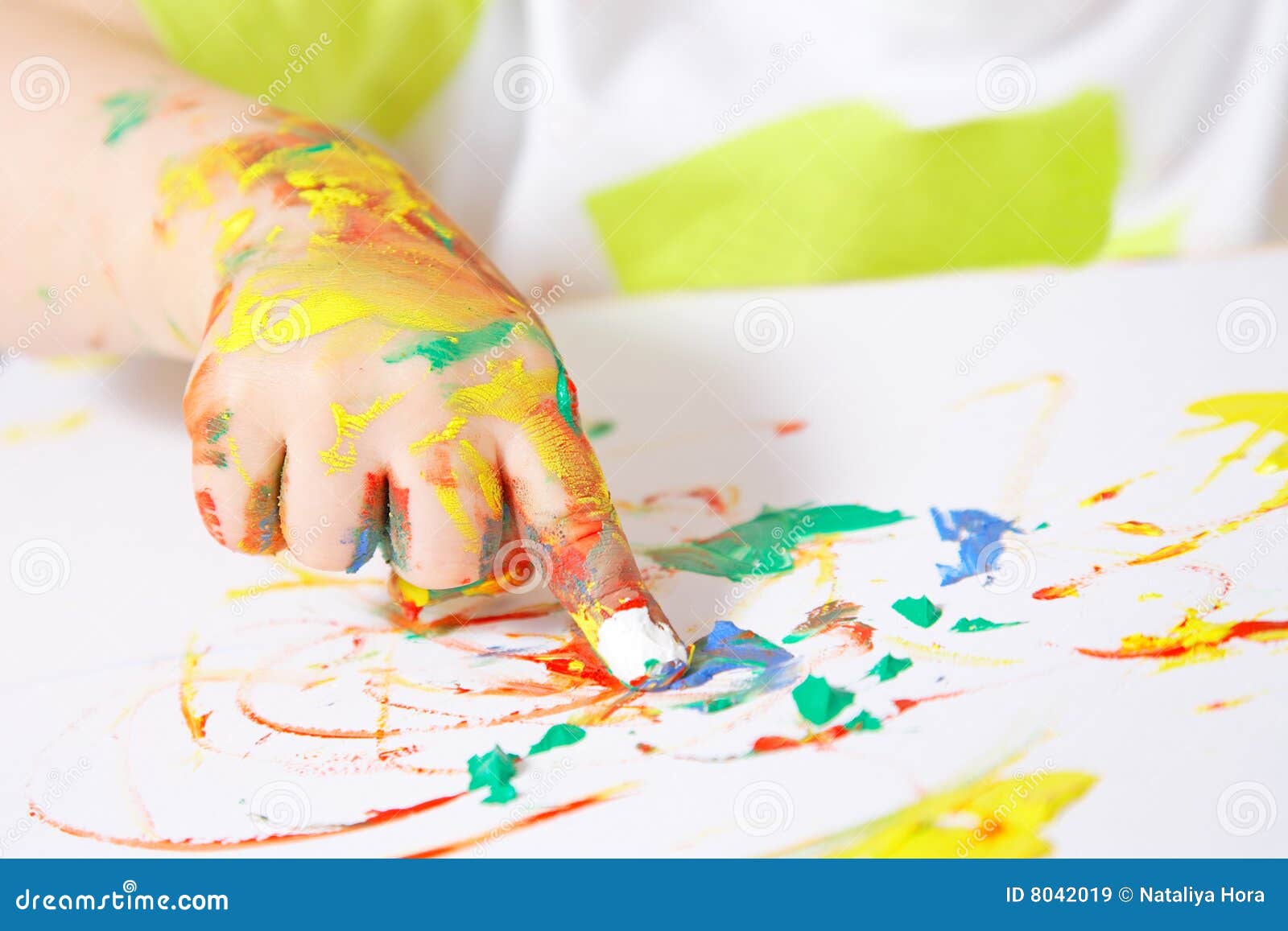 Painting baby hand stock image. Image of stained, multi 8042019