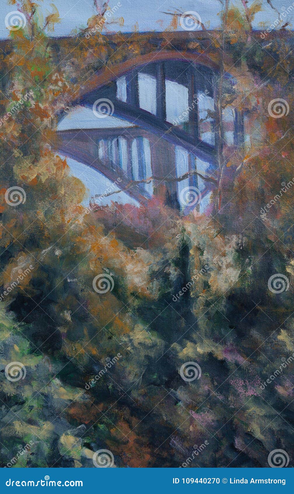 painting of bridges in pasadena`s arroyo seco