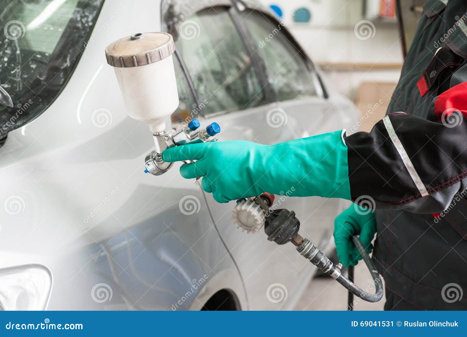 Painting a car stock image. Image of auto, garage, coating 69041531