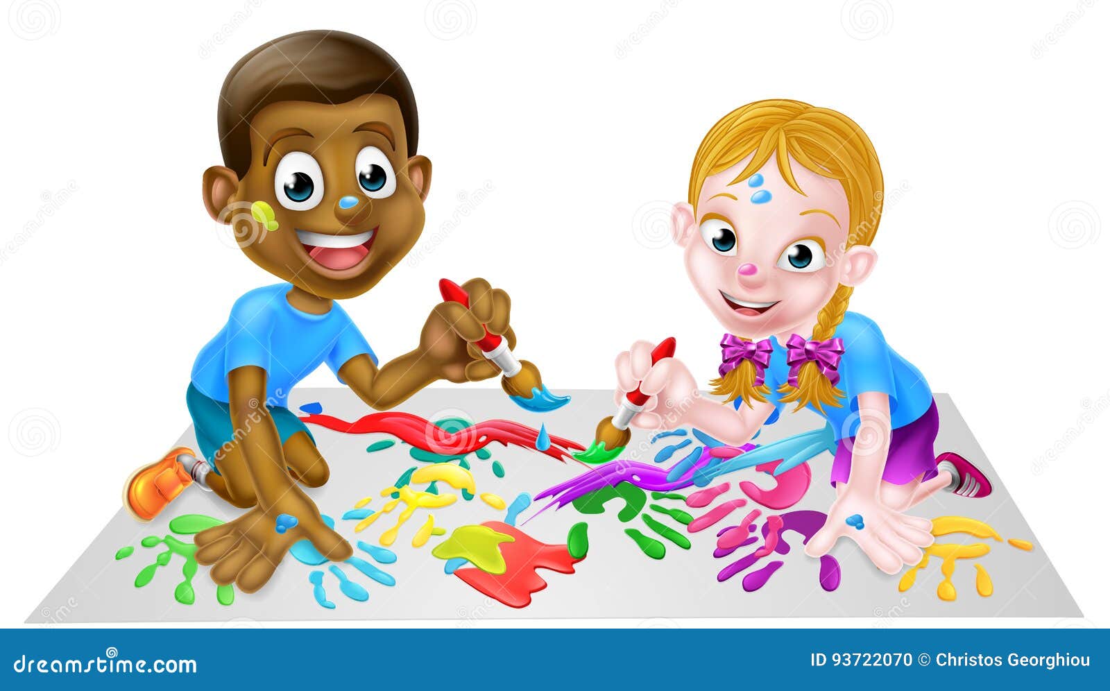 Painting Children stock vector. Illustration of friends - 93722070
