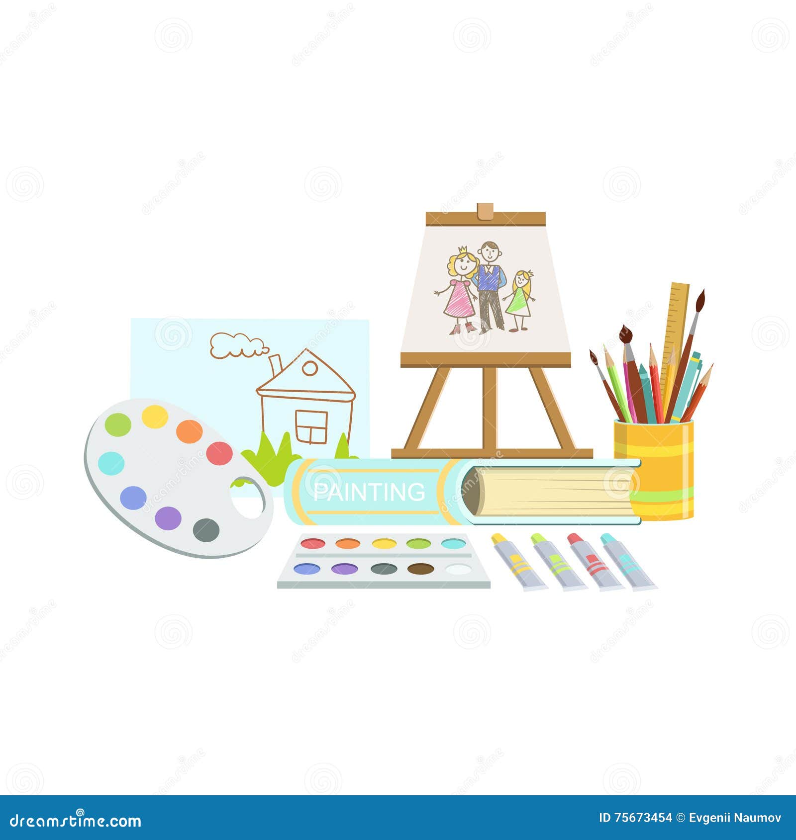 Painting Class Set of Objects Stock Vector - Illustration of aquarelle ...