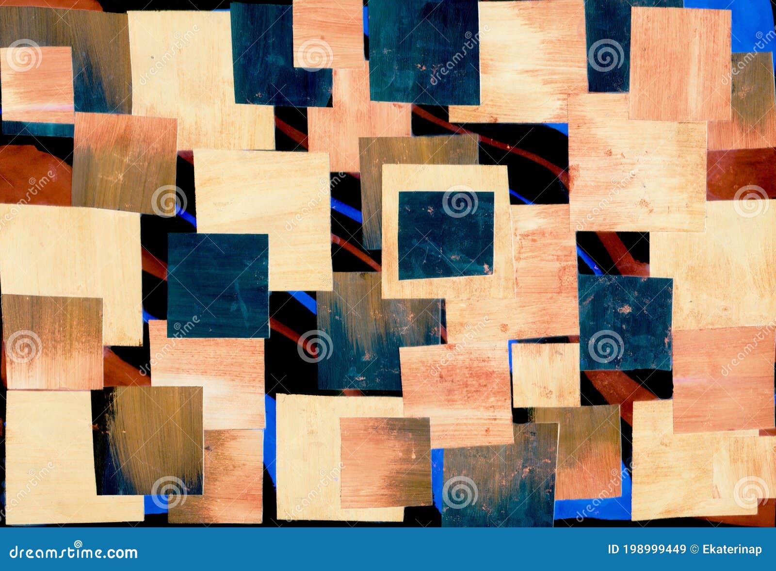 Abstract image of rhombuses Oil collage on canvas