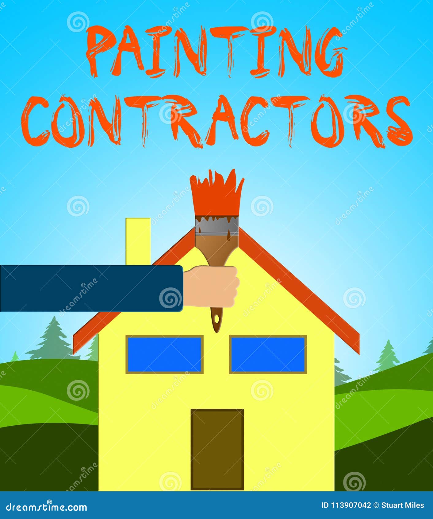 Painting Contractors Shows Paint Contract 3d Illustration Stock ...