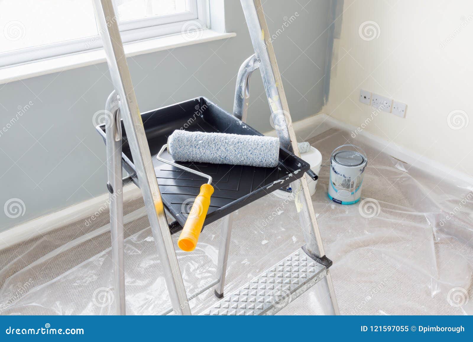 Painting and decorating stock image. Image of restoration - 121597055
