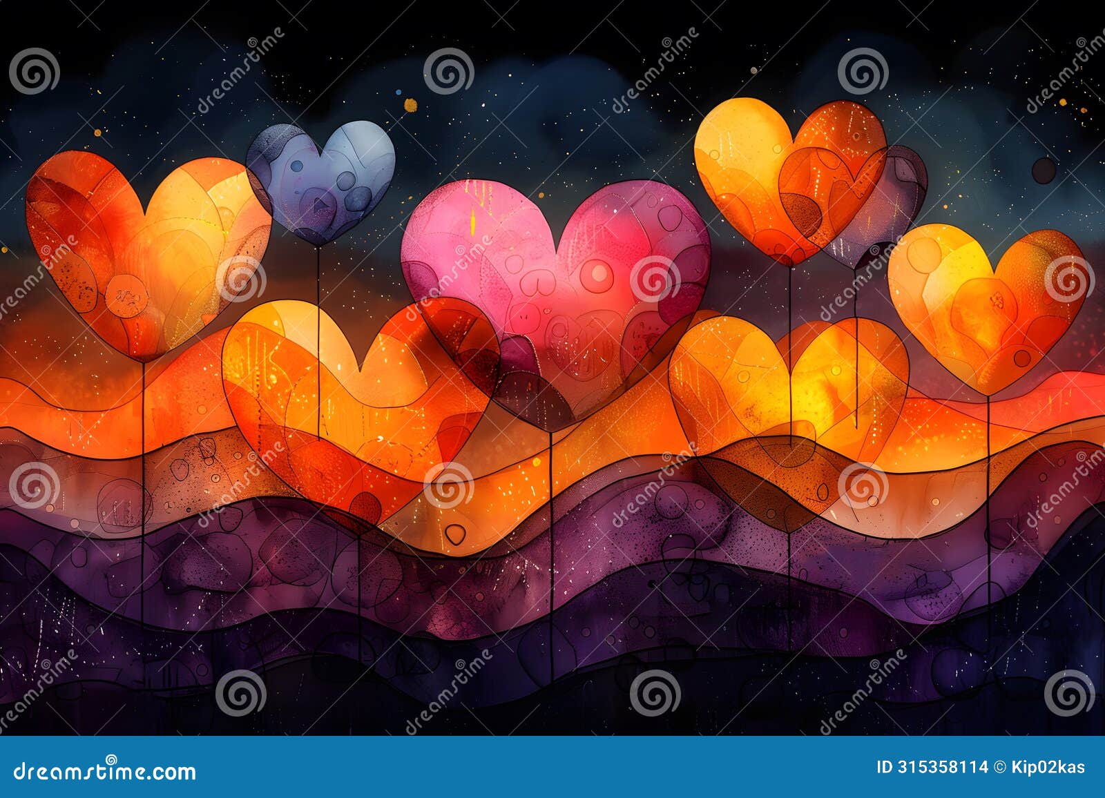 hearts floating in the air. generative ai