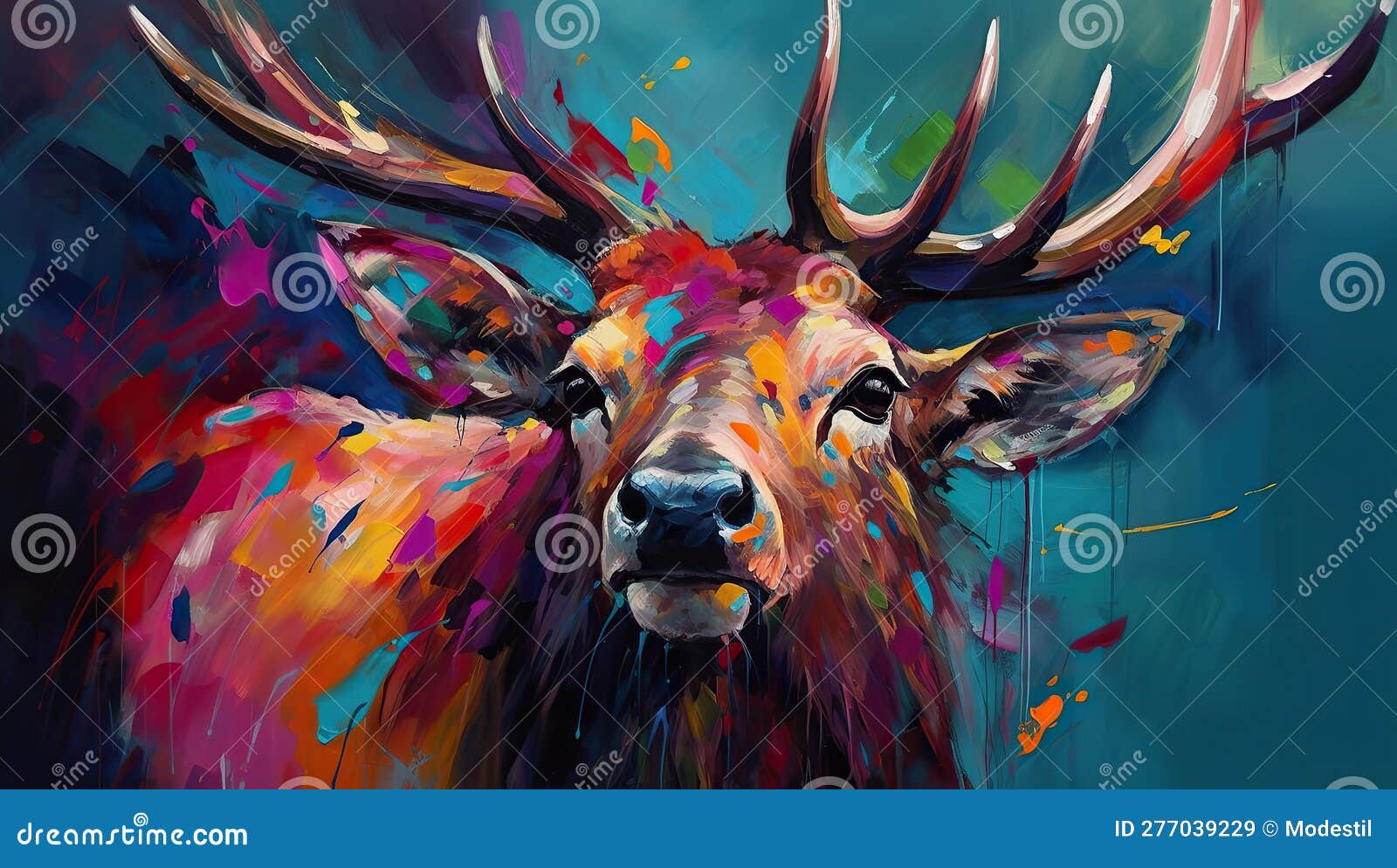 painting of an elk colorful art - generative ai