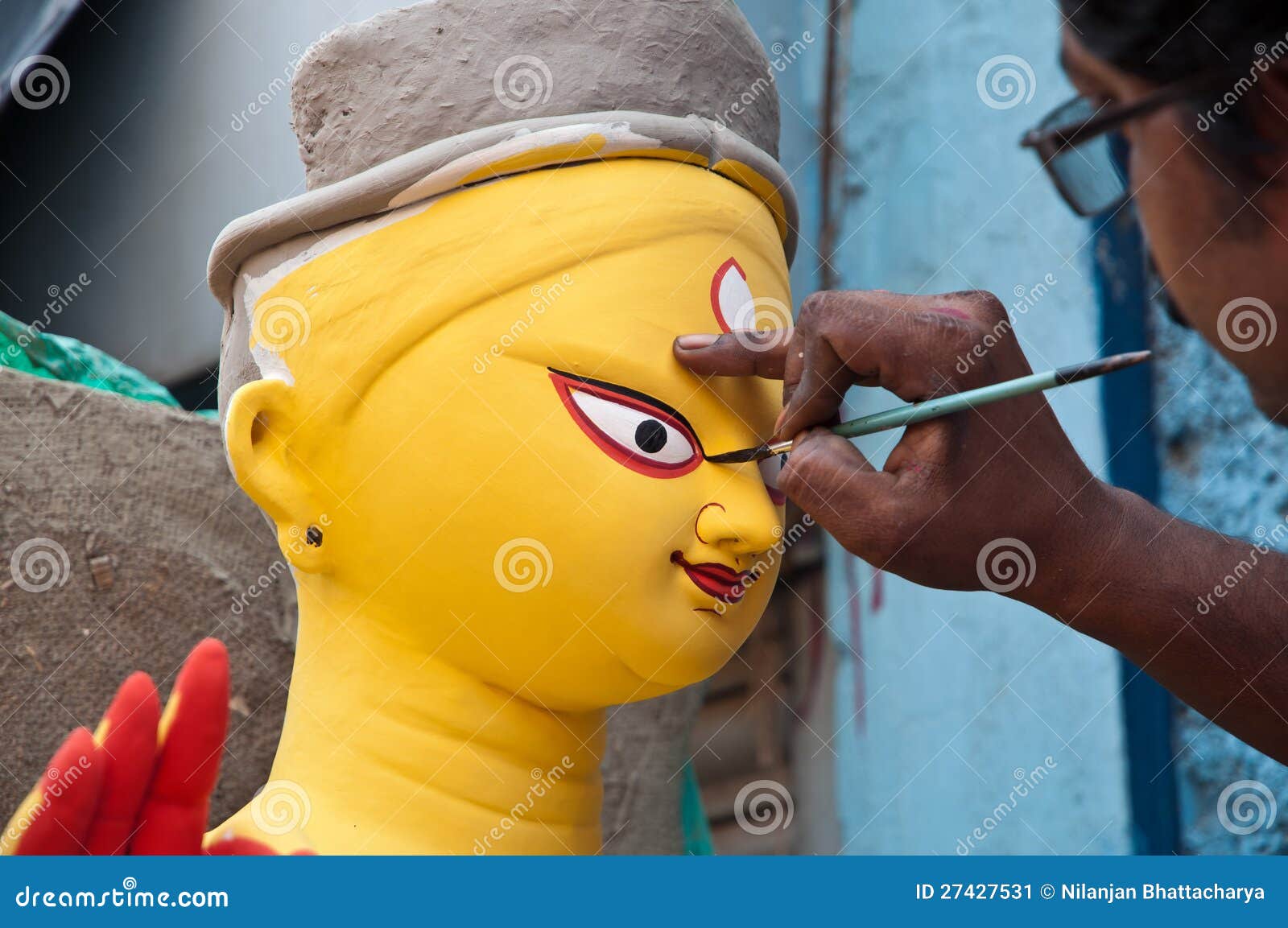 Painting Goddess Durga S Eyes Editorial Photo - Image of earthenware, clay:  27427531