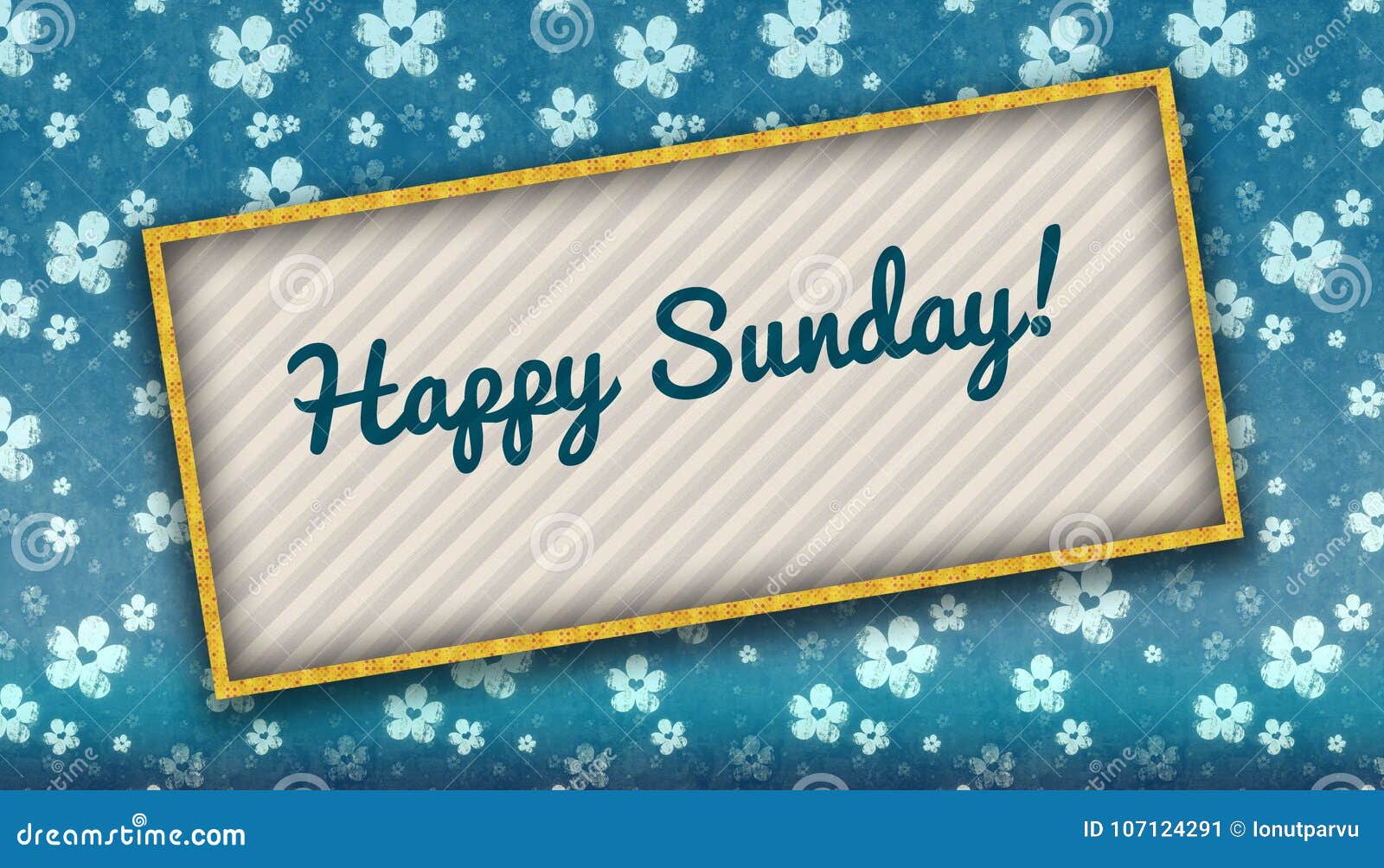 Painting with HAPPY SUNDAY Message on Blue Wallpaper with Flow ...