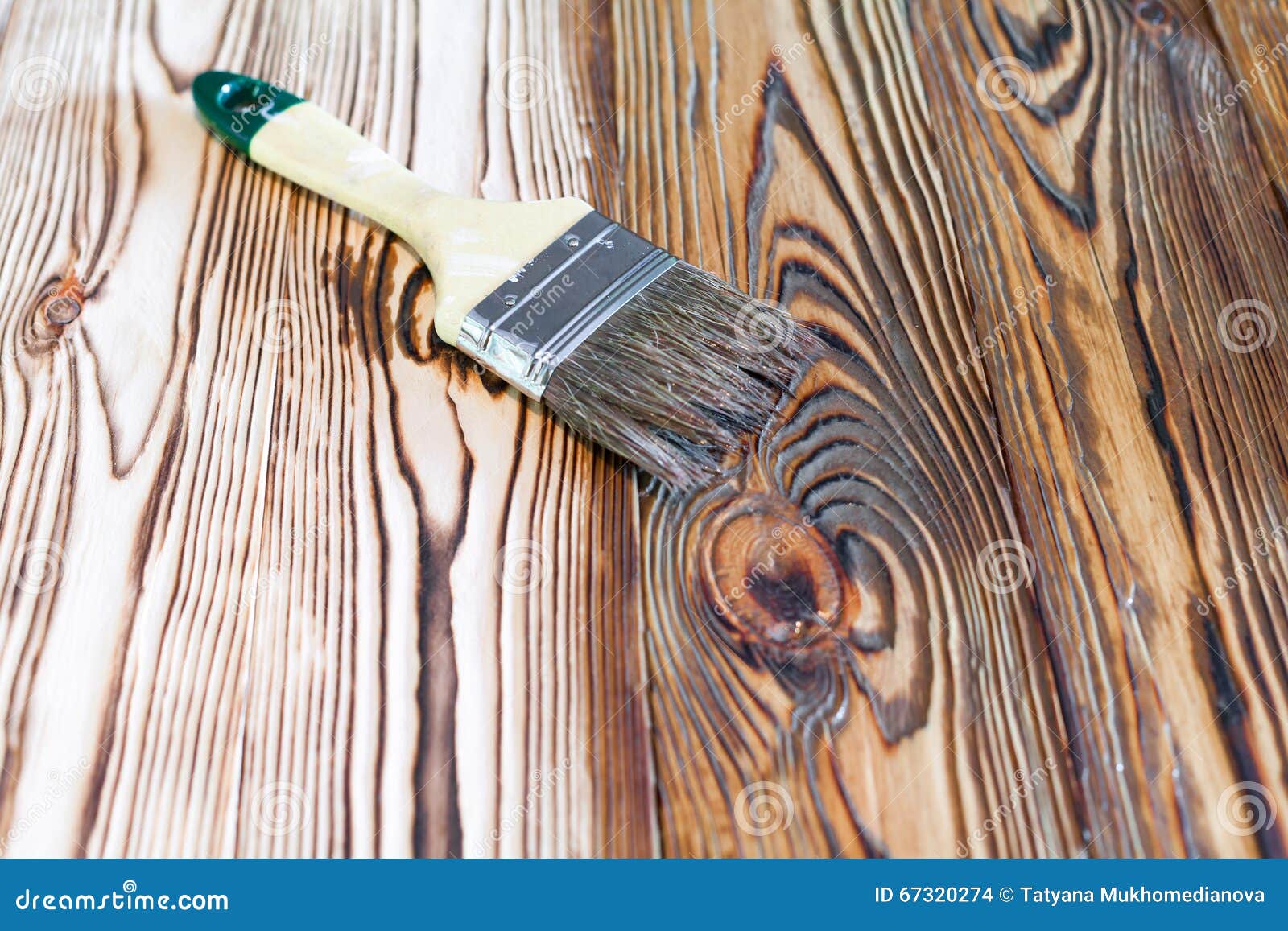 Painting Natural Wood with Paint Brush Stock Photo Image of tool