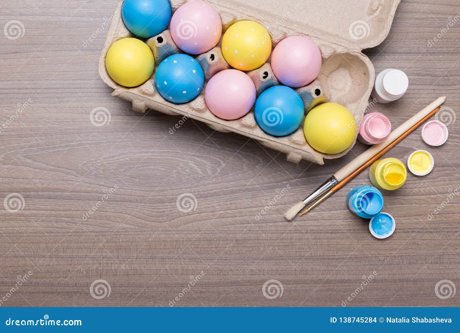 Painting Pastel Easter Eggs on Wooden Background Stock Photo Image of objects, painting 138745284
