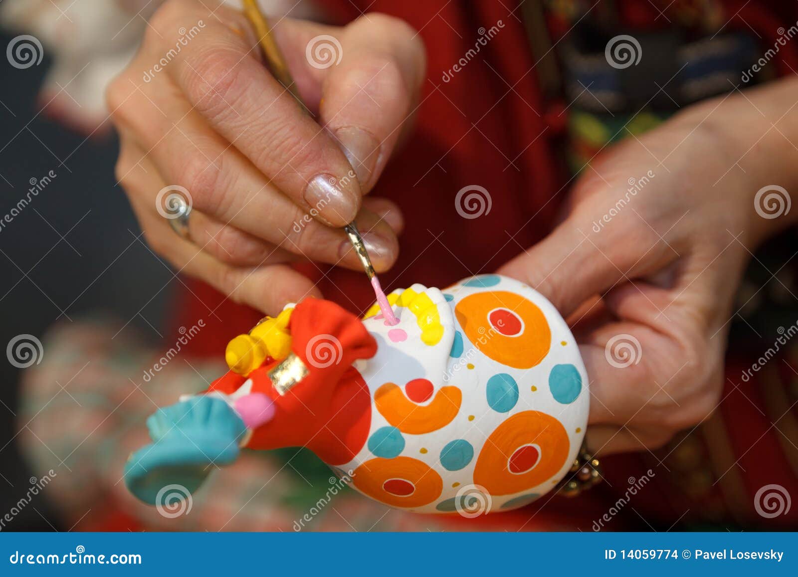 Painting Pottery Figurines. Russian Folk Craft. Stock Images - Image 