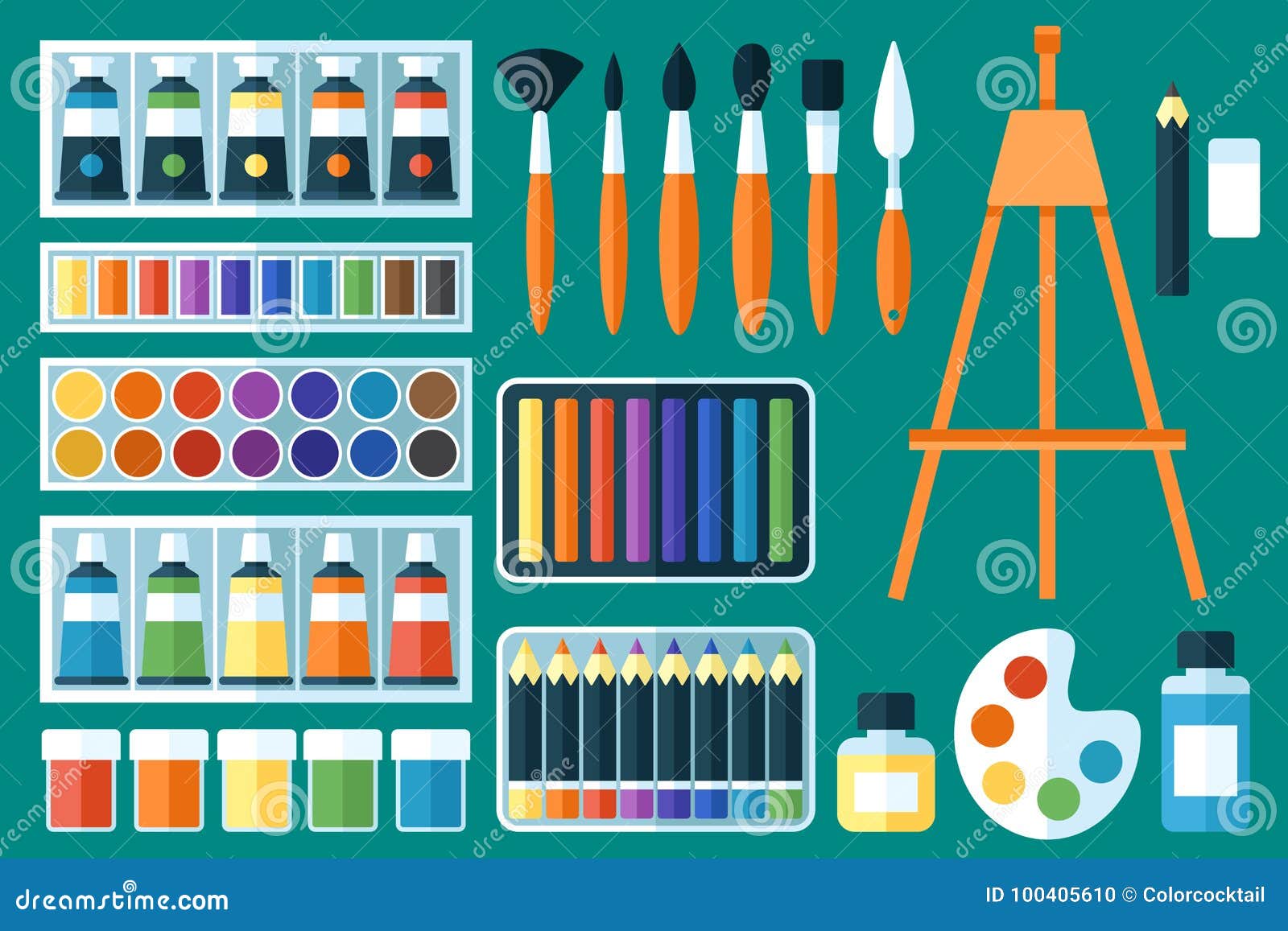 Painting tools stock vector. Illustration of brush, tool 100405610