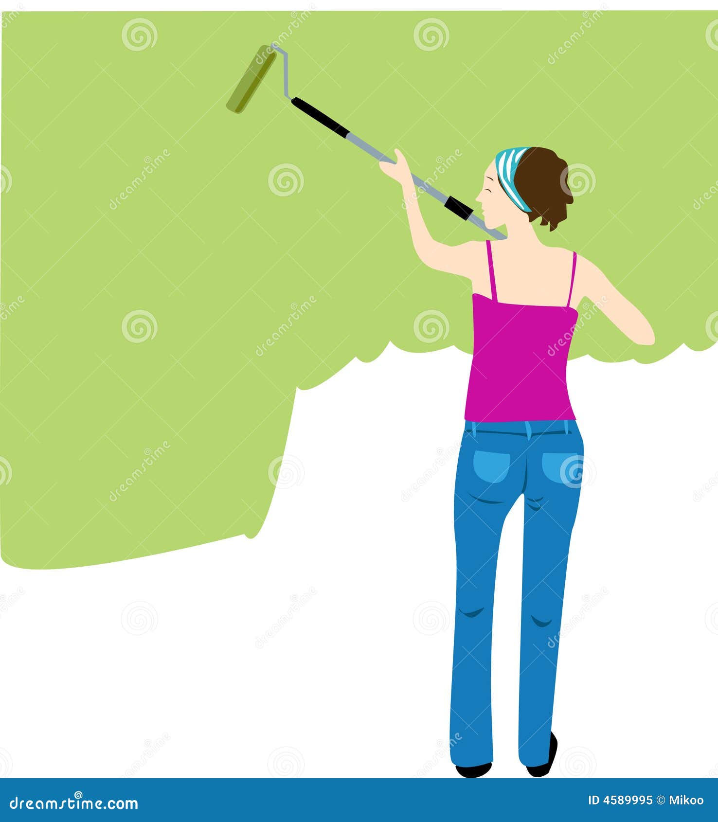 Painting the wall stock vector. Illustration of home, cheerful 4589995