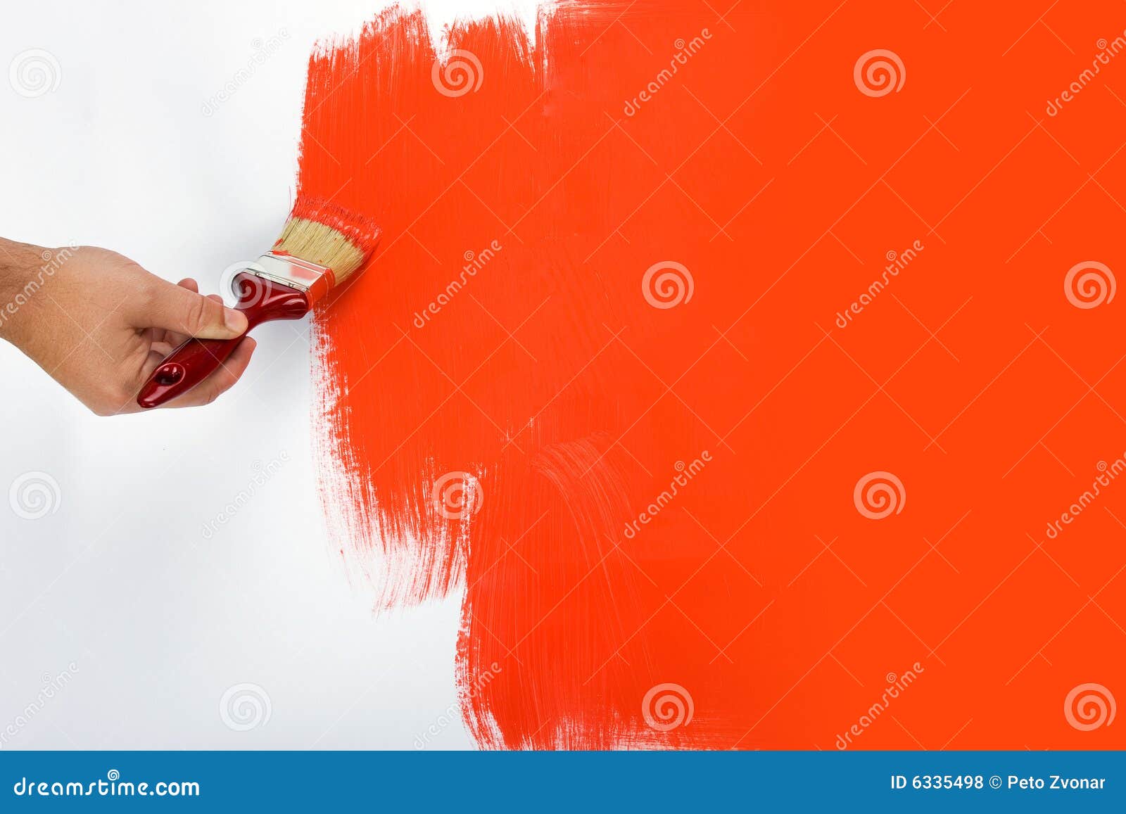 Painting a wall red stock photo. Image of apply, colour 6335498