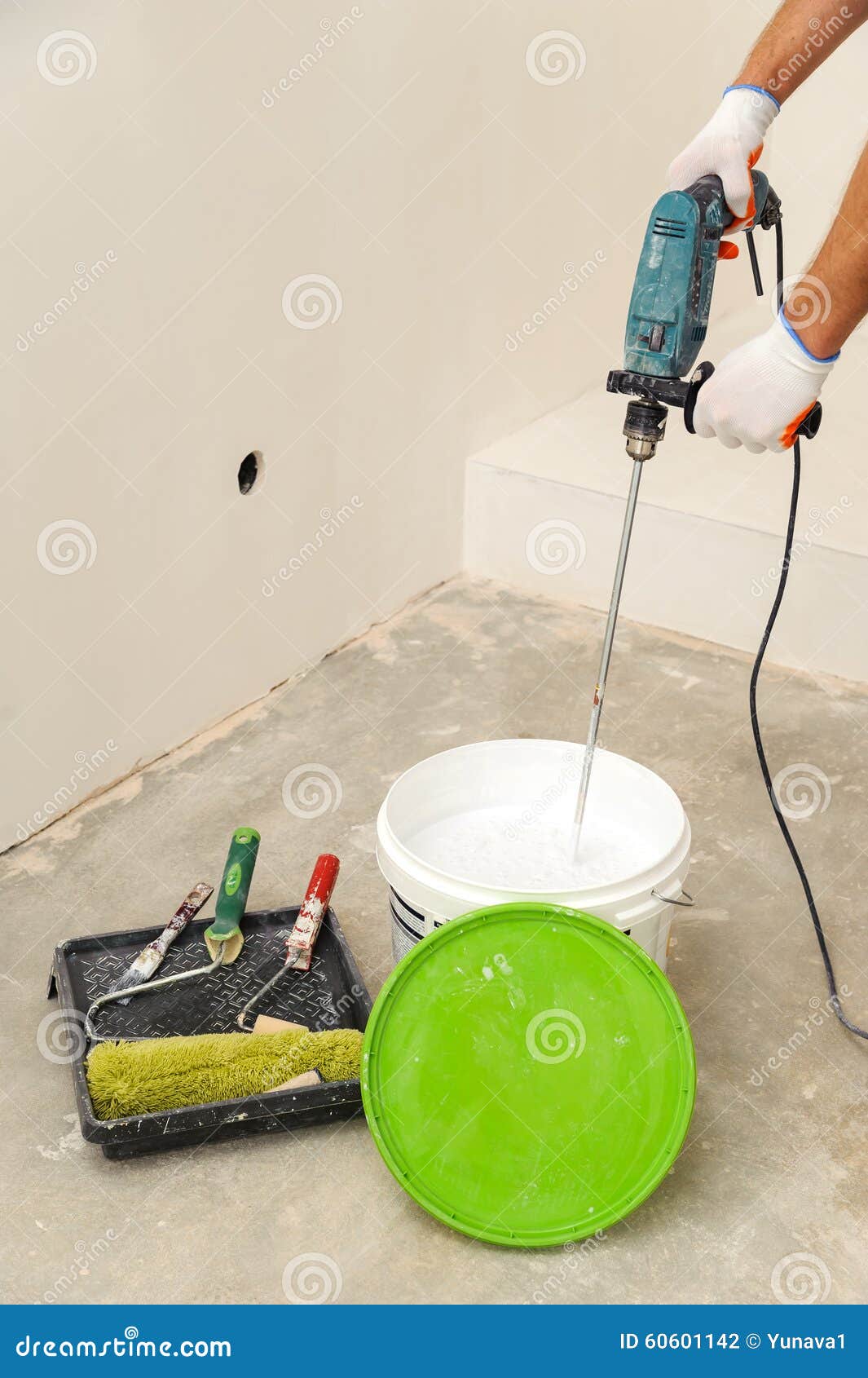 Painting Walls And Ceilings Stock Photo Image Of Arms Repairing