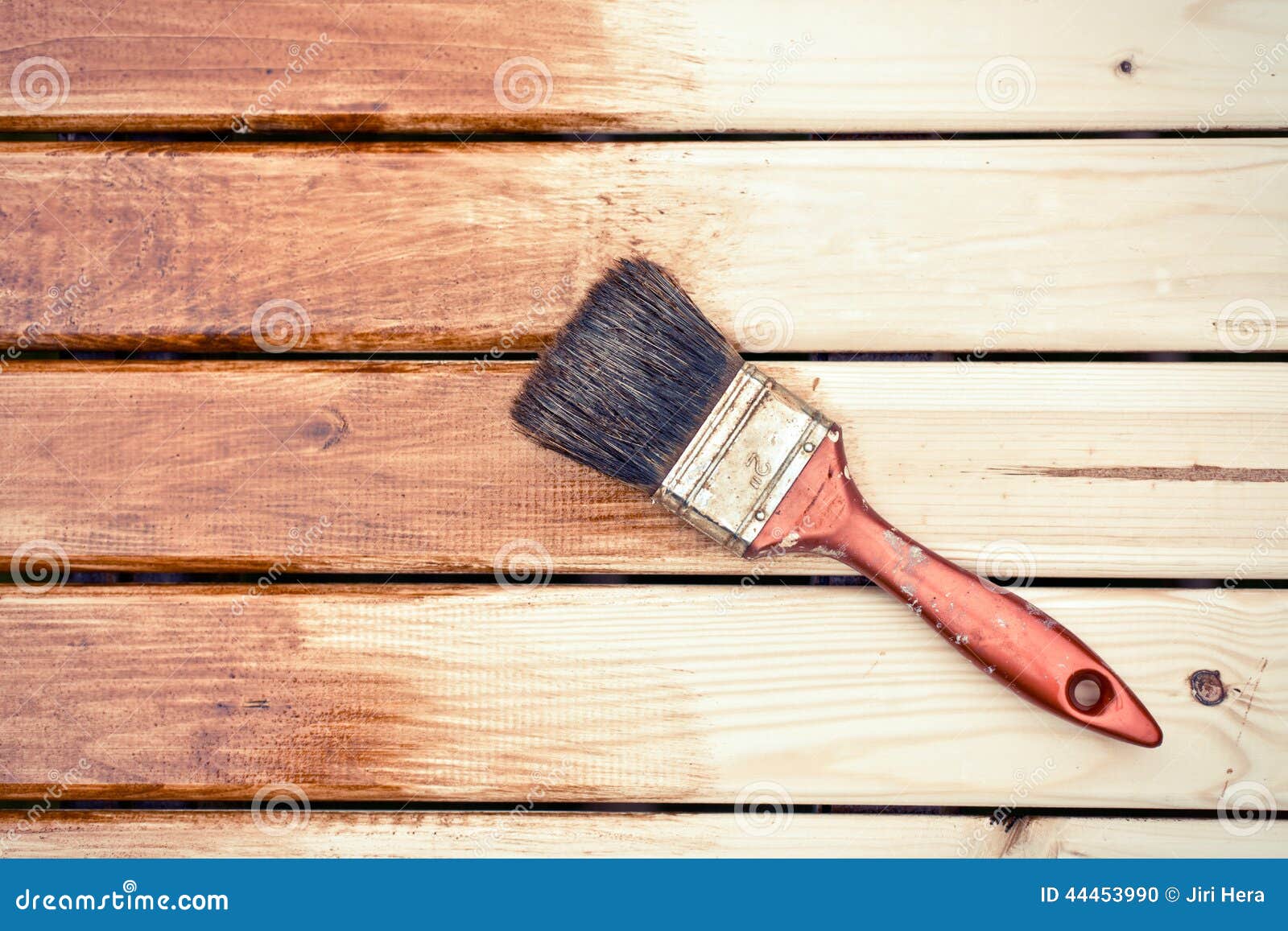 Painting Wooden Table Using Paintbrush Stock Photo Image of plank