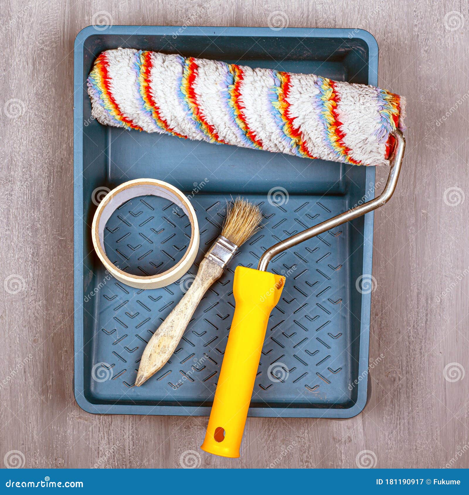 Painting Work Concept. Set of Tools for Painting and Repairing Walls