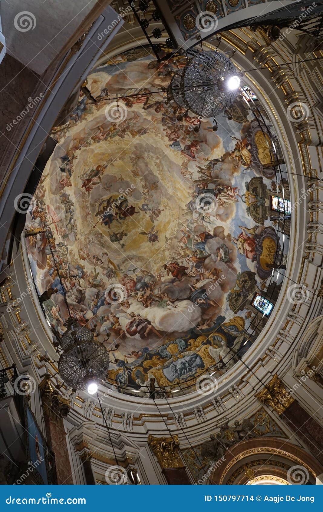 ceiling of basilica de virgin de los desamparados in valencia in spain