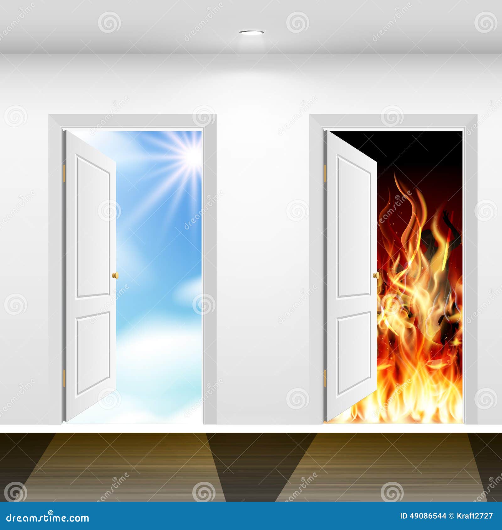 Doors to heaven and hell stock photo. Image of death - 49086544