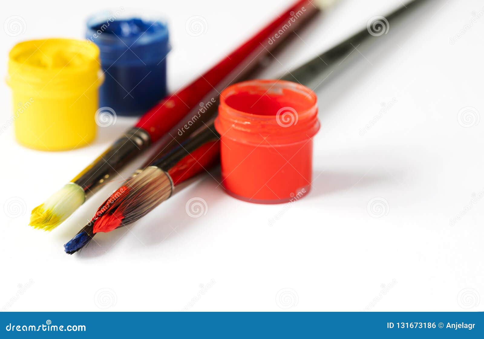 Paints and Brushes. Art and Craft Background. Stock Photo - Image of ...
