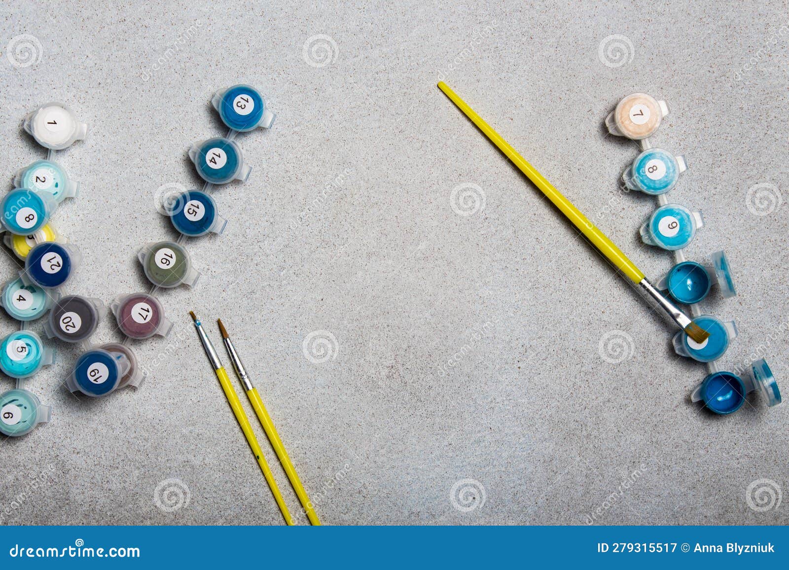 Paints, Brushes for Painting by Numbers Activity. Hobby and Leisure Activity Stock Image Image
