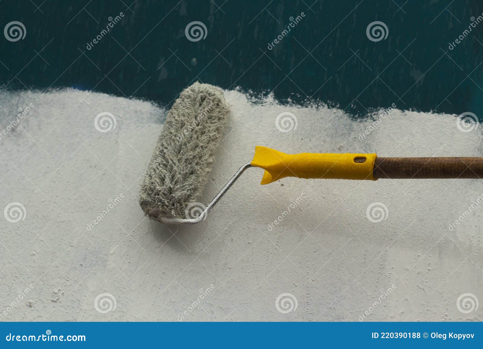 Paints the Graffiti with a Roller Stock Photo Image of footprint