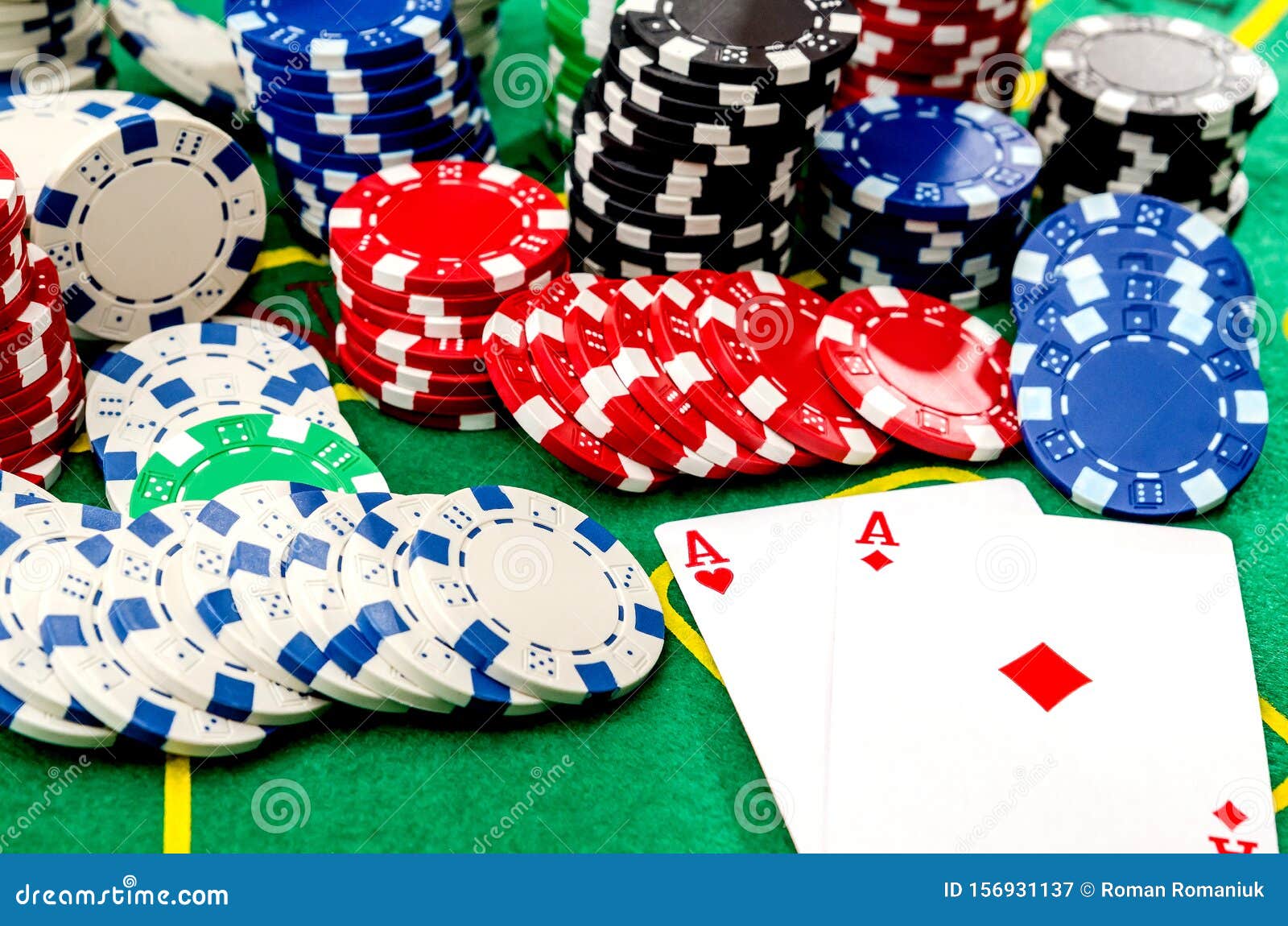 A Pair Of Aces Chips - Poker Game Stock Image - Image of ...