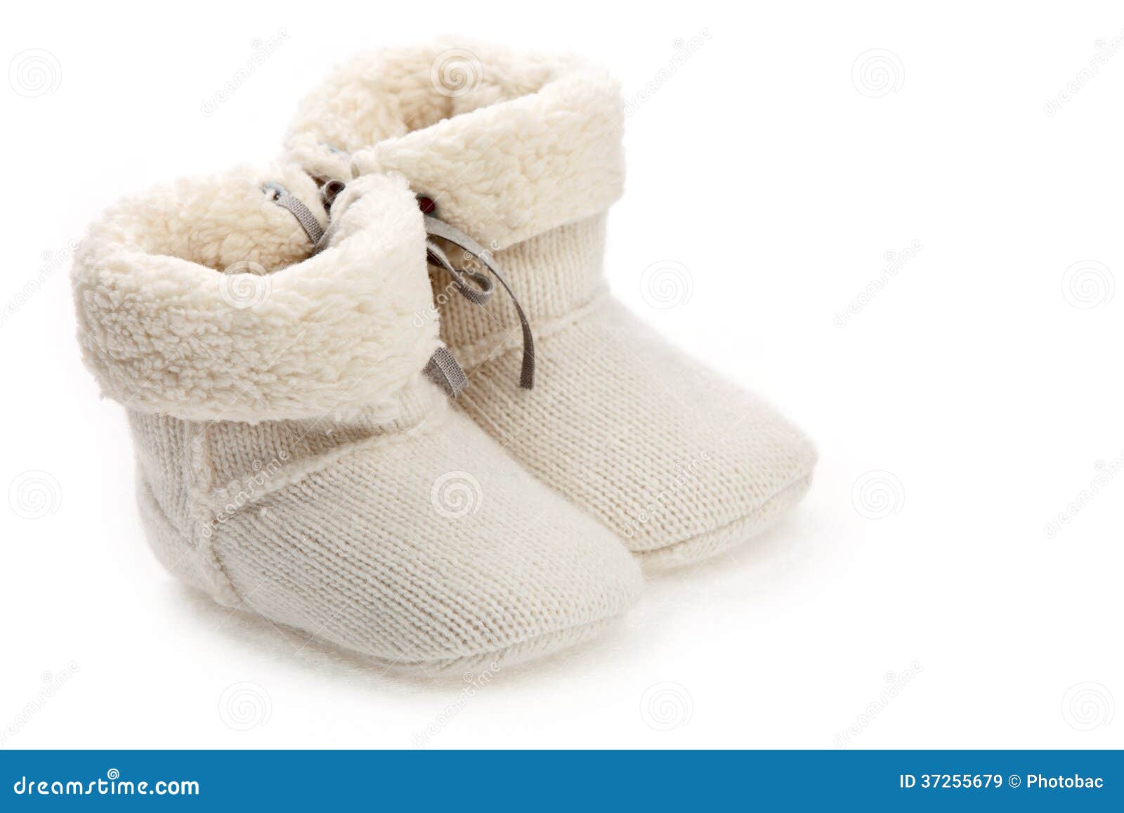 Pair of Baby Booties Over White Stock Image Image of infant, isolated