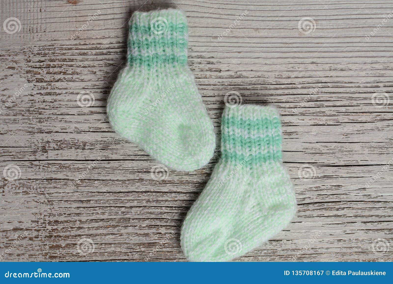 Pair of Baby Socks, Handmade of Organic Yarn Stock Image - Image of ...