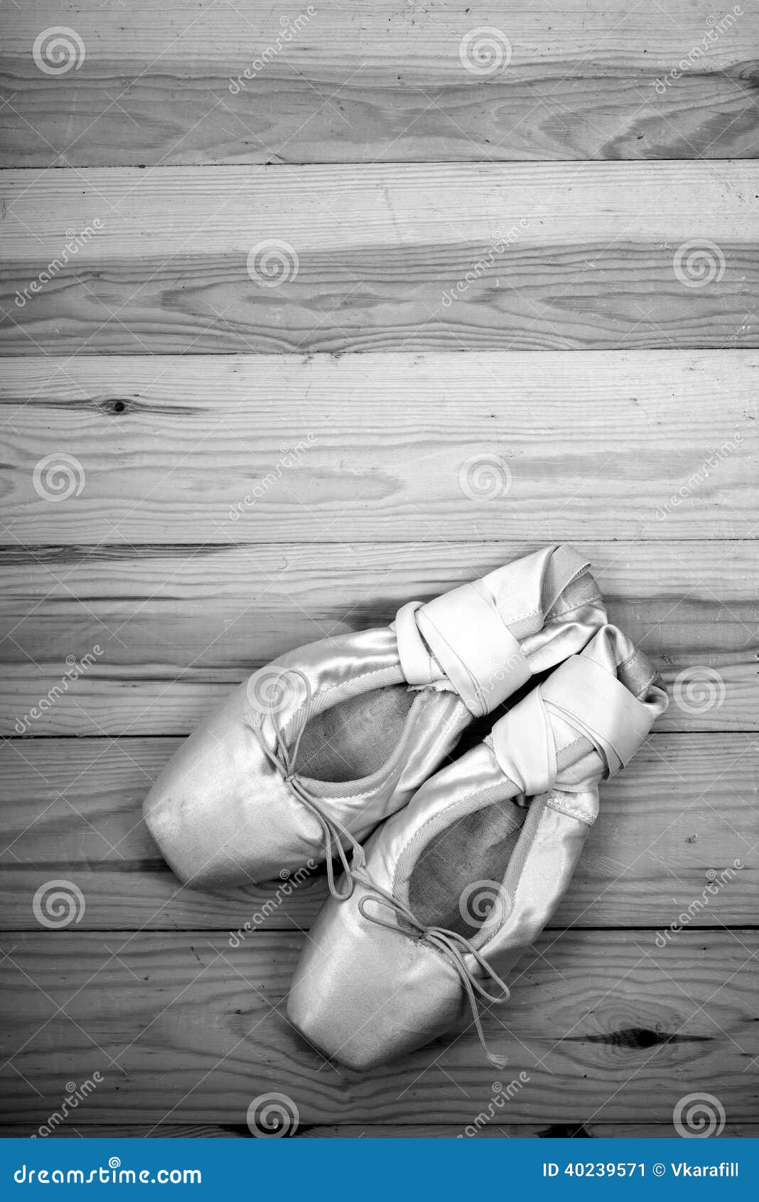 Pair of Ballet Shoes Pointes on Wooden Floor Stock Image - Image of ...