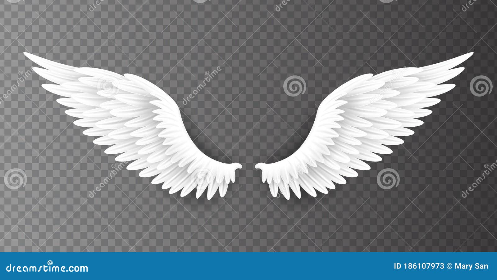 Pair of Beautiful White Angel Wings Isolated on Transparent Background, 3D  Realistic Vector Illustration. Spirituality Stock Vector - Illustration of  angel, freedom: 186107973