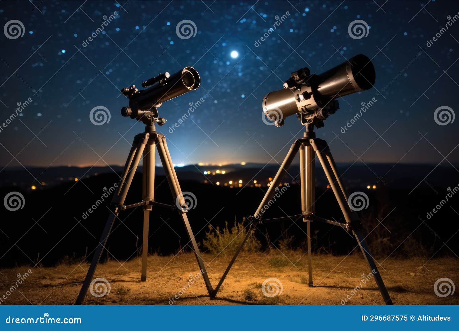 Pair of Binoculars on a Tripod Ready for Stargazing Stock Image Image