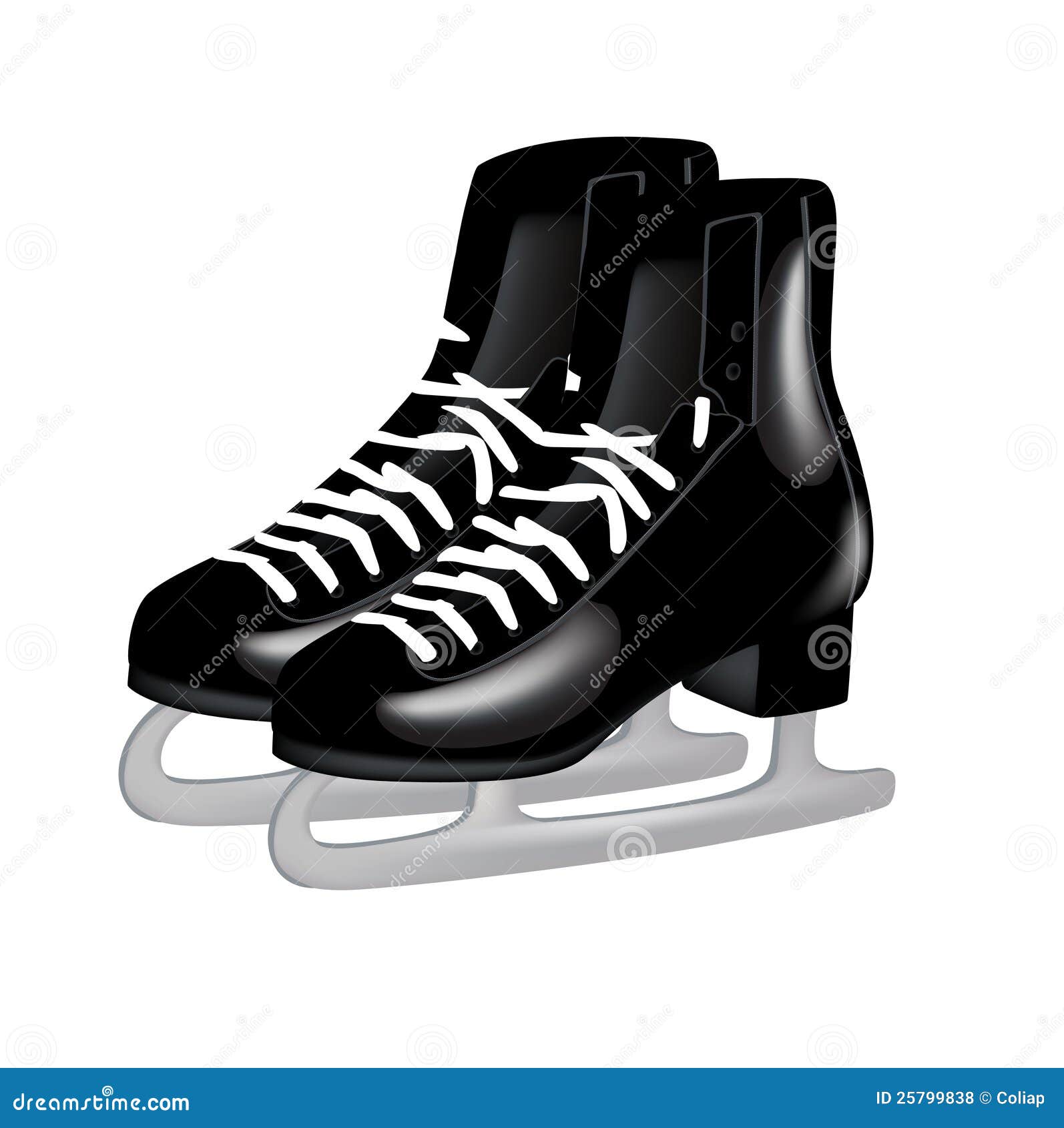 Pair of Black Ice Skates on White Stock Vector Illustration of style