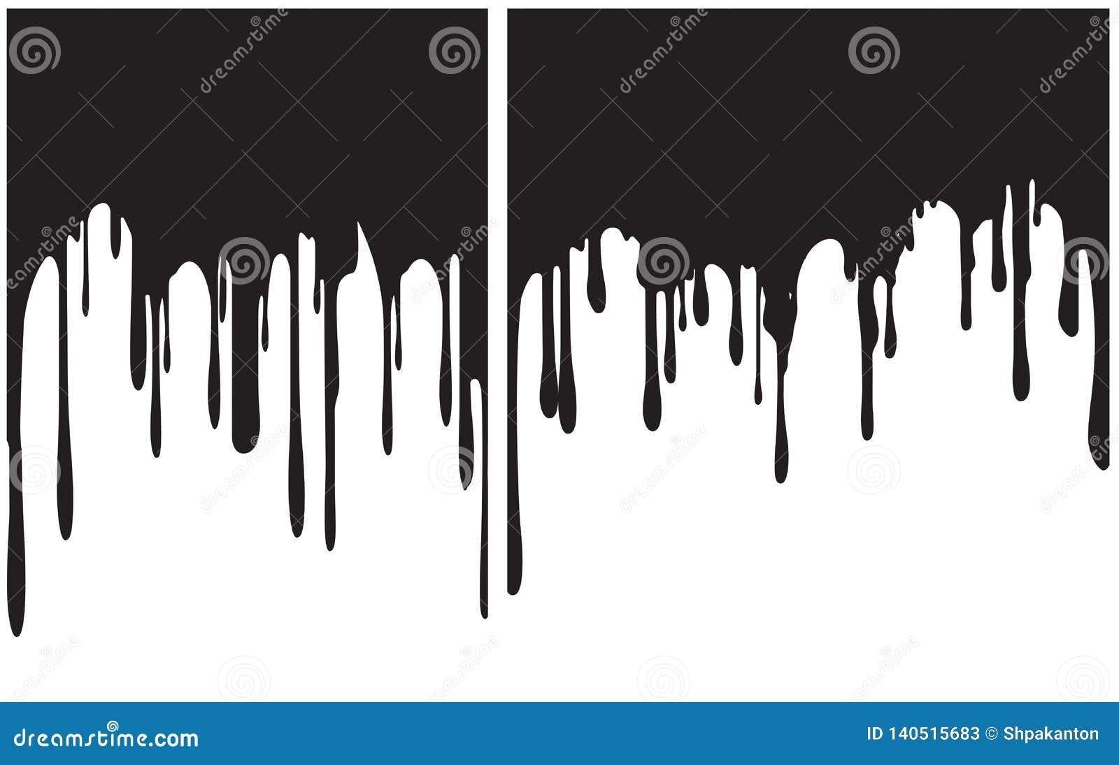 Pair of Black Paint Drips. Vector Illustration for Your Design Stock