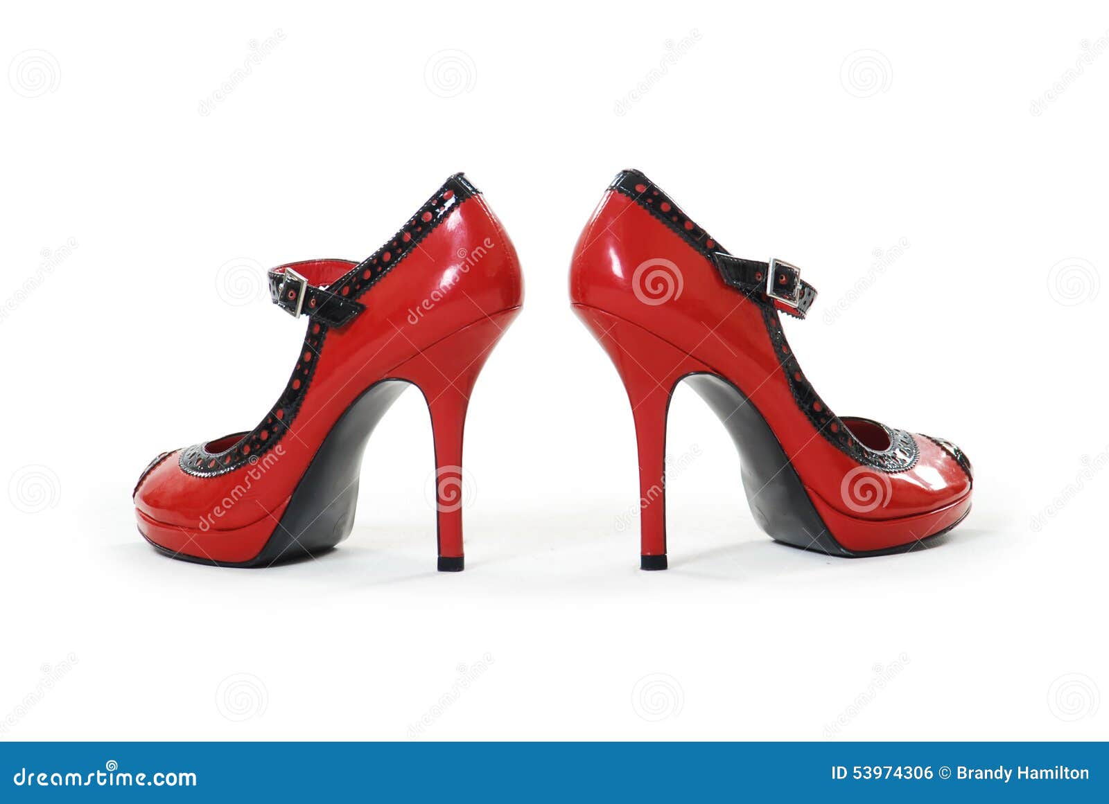 Pair Of Black And Red Stiletto High Heel Shoes Stock Photo - Image ...