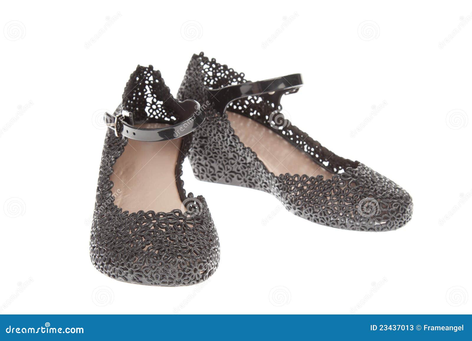 Pair of Black Rubber Platform Shoes Stock Image - Image of footwear ...