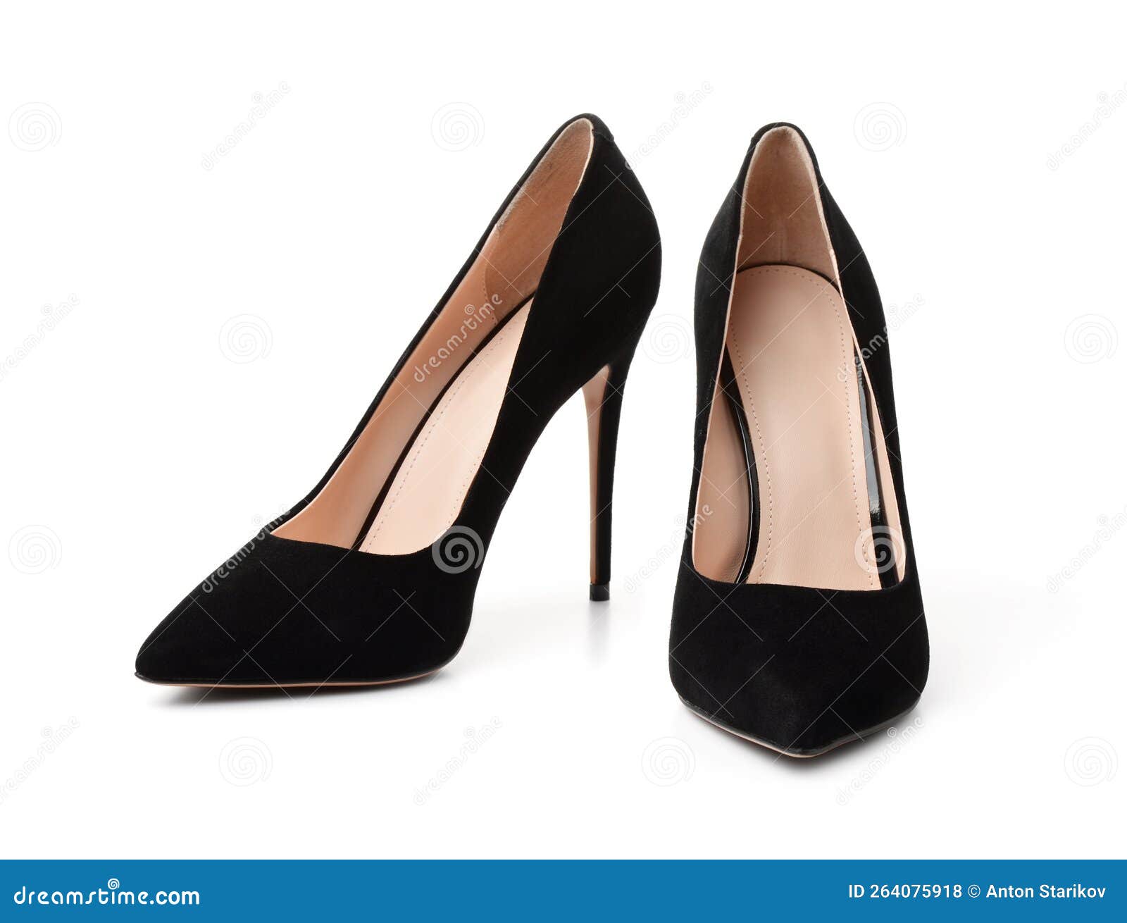 Pair of Black Suede High Heel Shoes Stock Photo - Image of glamour ...