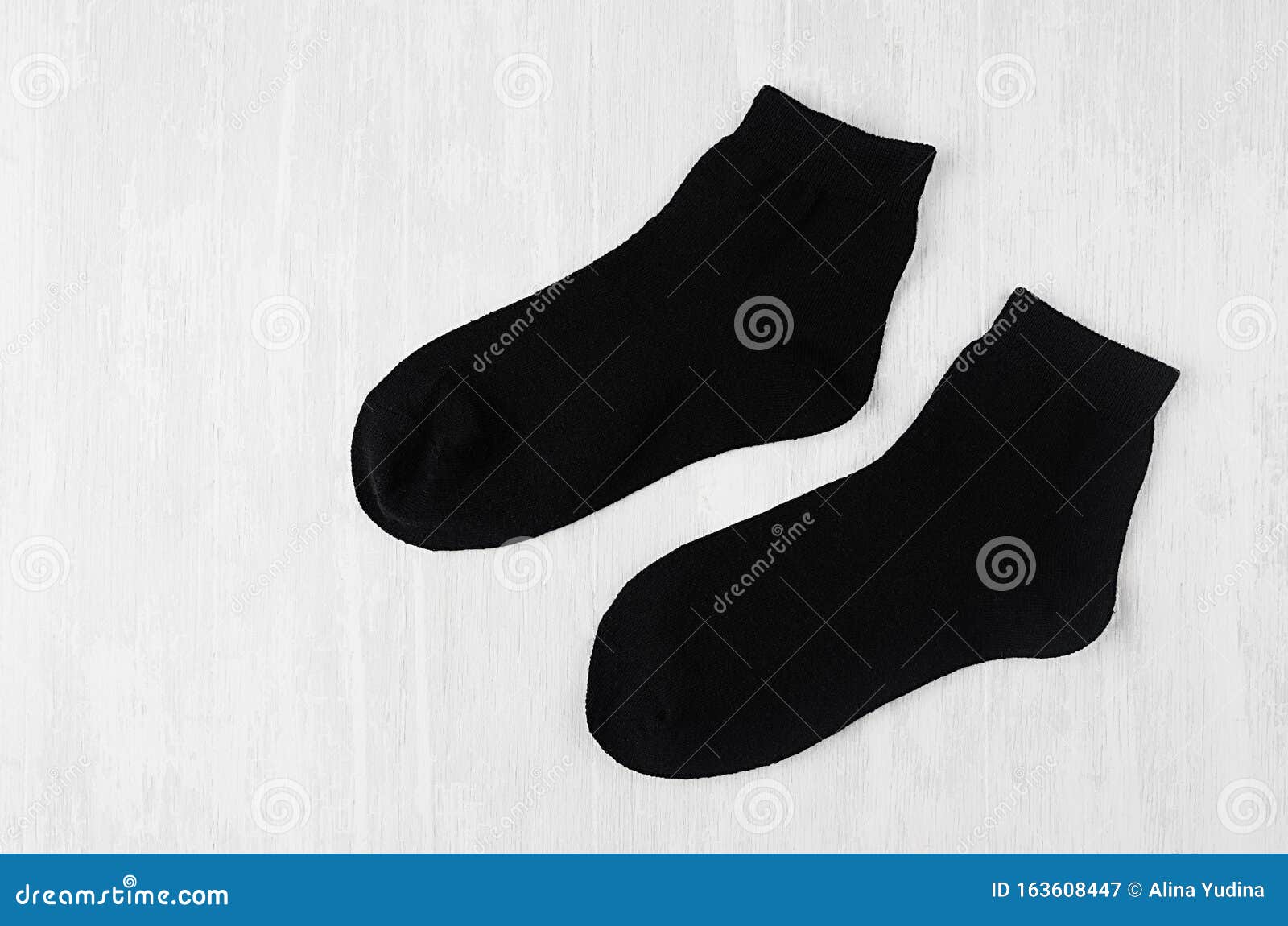 Download Pair Blank Black Medium Socks Flat Lay On White Wood Board ...