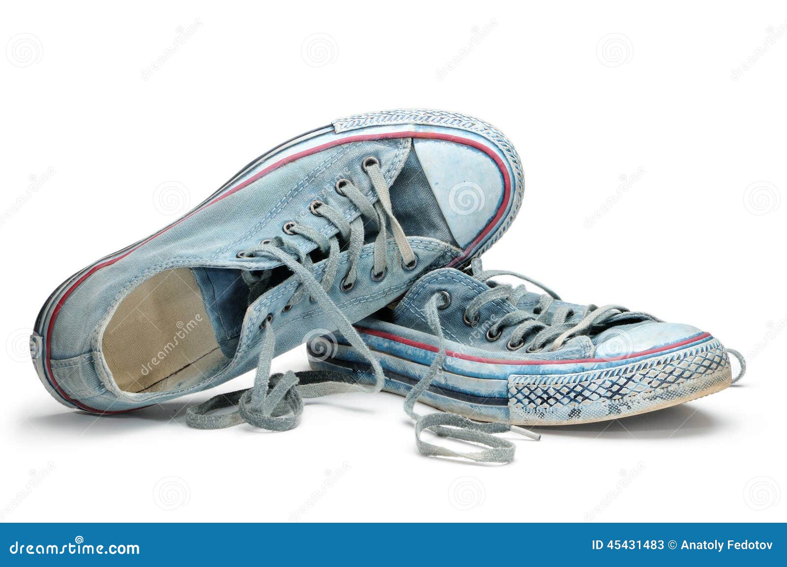 Pair of Blue Sneakers Isolated on White Background Stock Image - Image ...