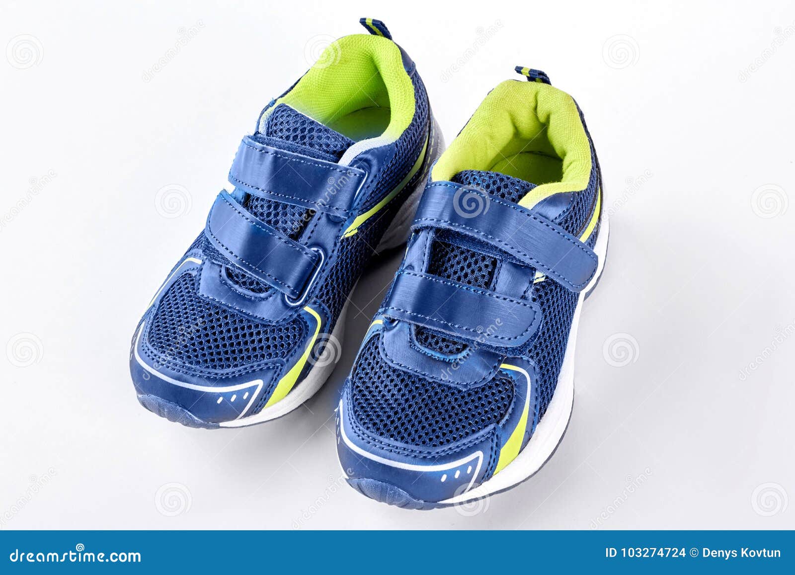 Pair of Blue Trainers on White Background. Stock Photo - Image of foot ...
