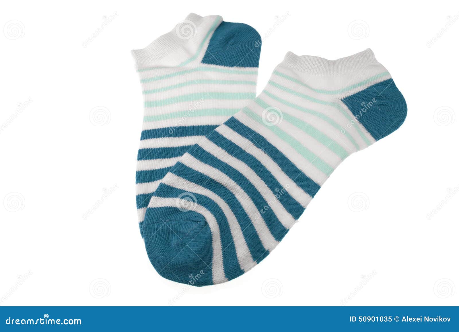 Pair Blue and White Striped Ladies Socks Stock Image - Image of female ...