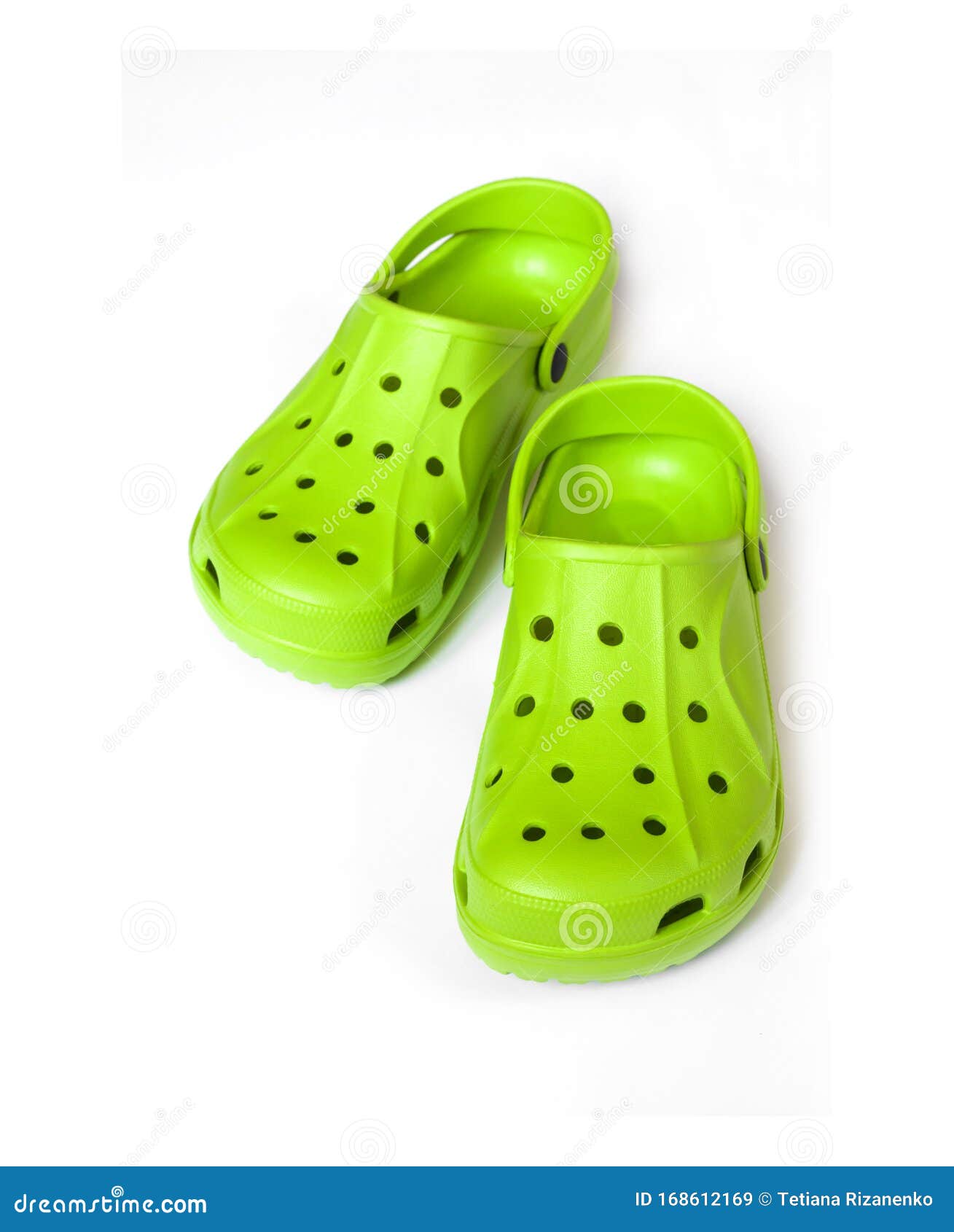 Pair of Bright Green Clogs Isolated on White Stock Image - Image of ...
