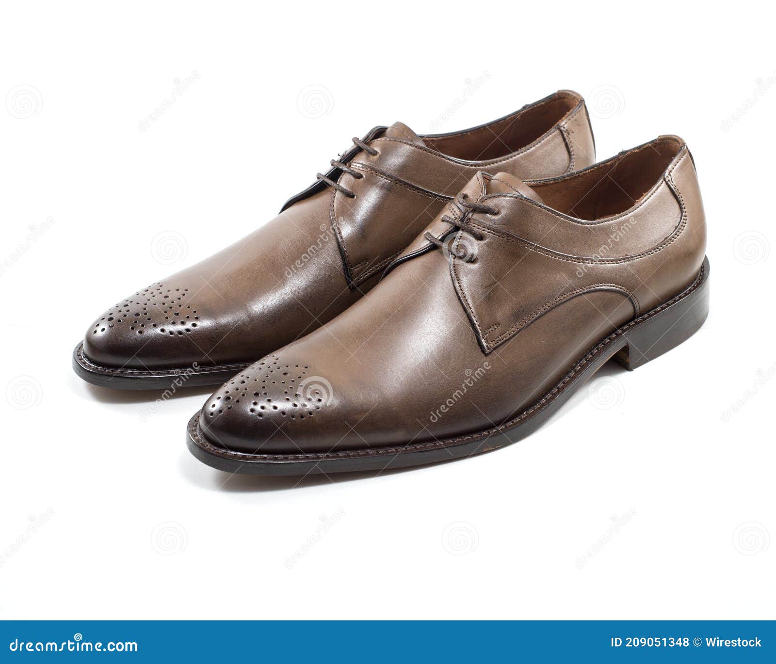 Pair of Brown Leather Men Shoes Isolated on White Background Stock ...