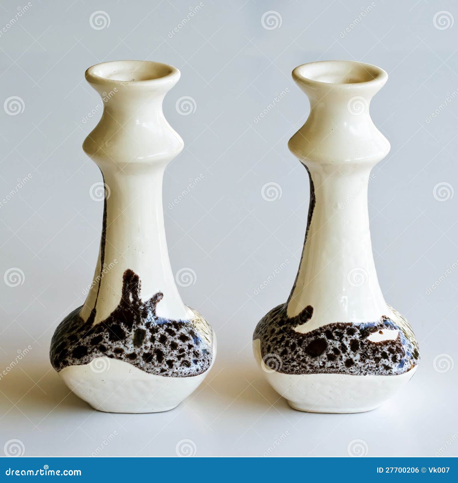 Pair of Ceramic Candlesticks in Retro Style Stock Photo Image of