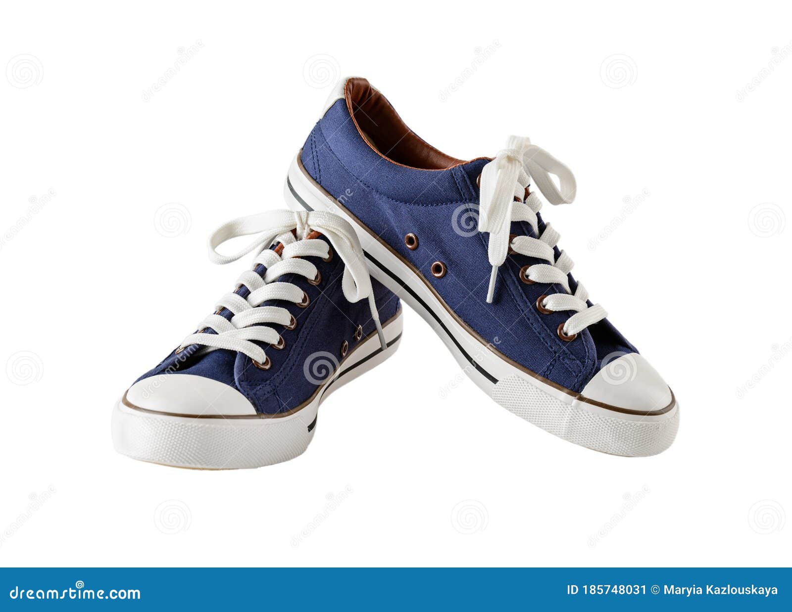 Pair of Classic Blue Sneakers or Gumshoes with White Shoe Laces ...