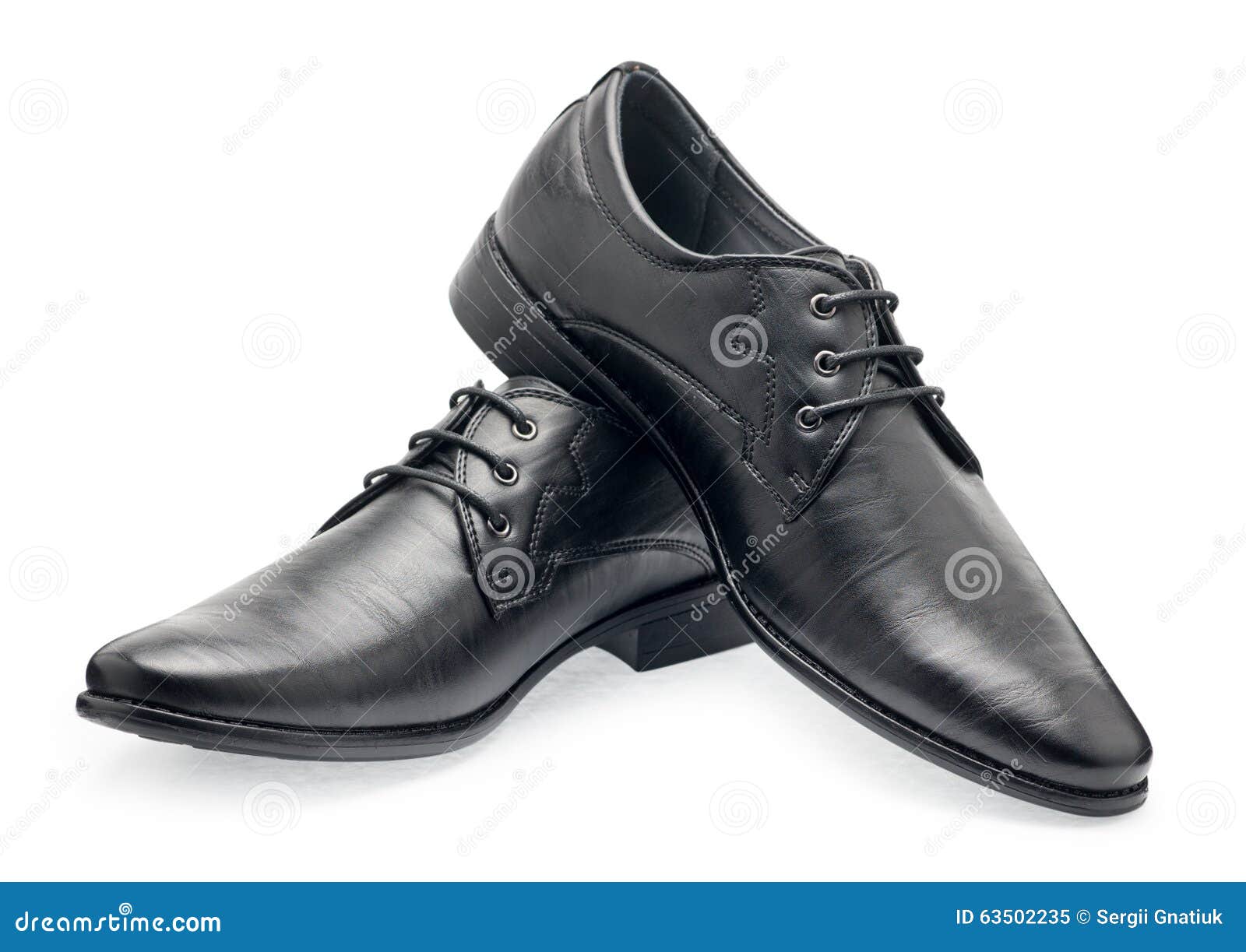 A Pair of Classical Black Leather Shoes for Men, with Shoelaces Stock