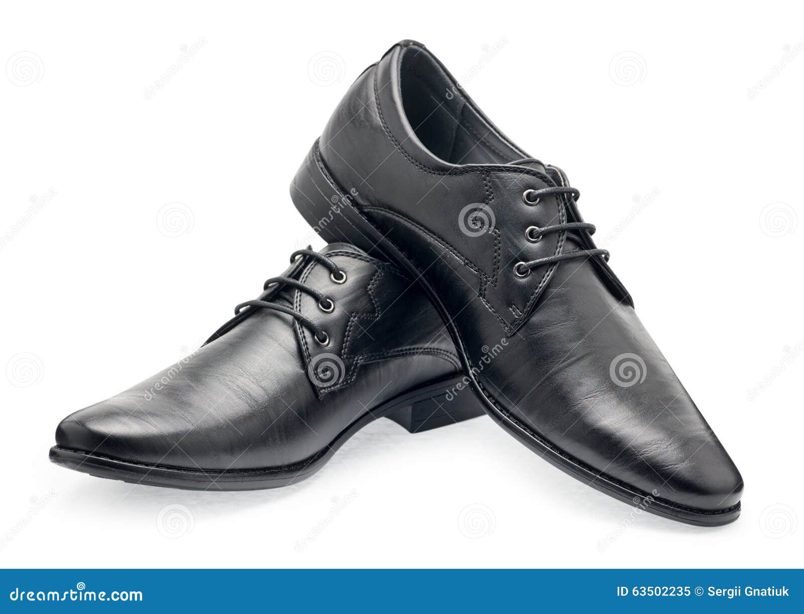 A Pair of Classical Black Leather Shoes for Men, with Shoelaces Stock ...