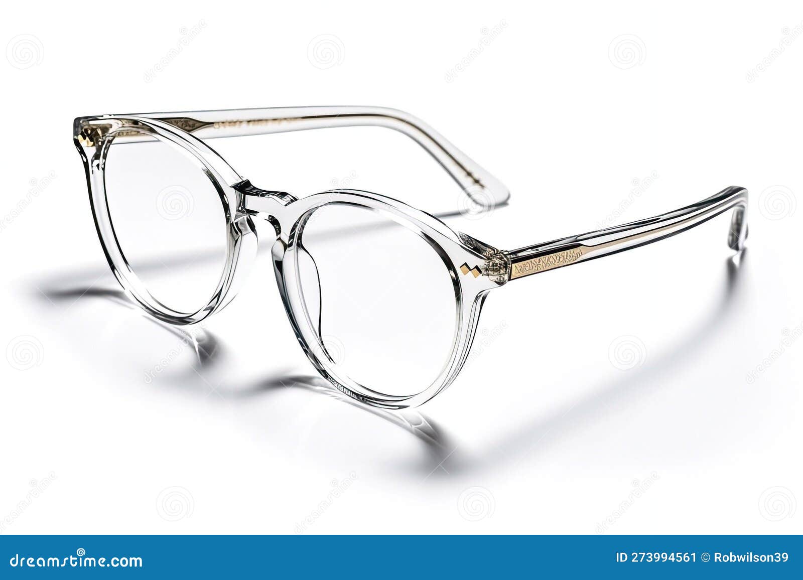 Pair Of Transparent Acetate Eyeglasses Isolated On White Background, Generative AI Stock Image
