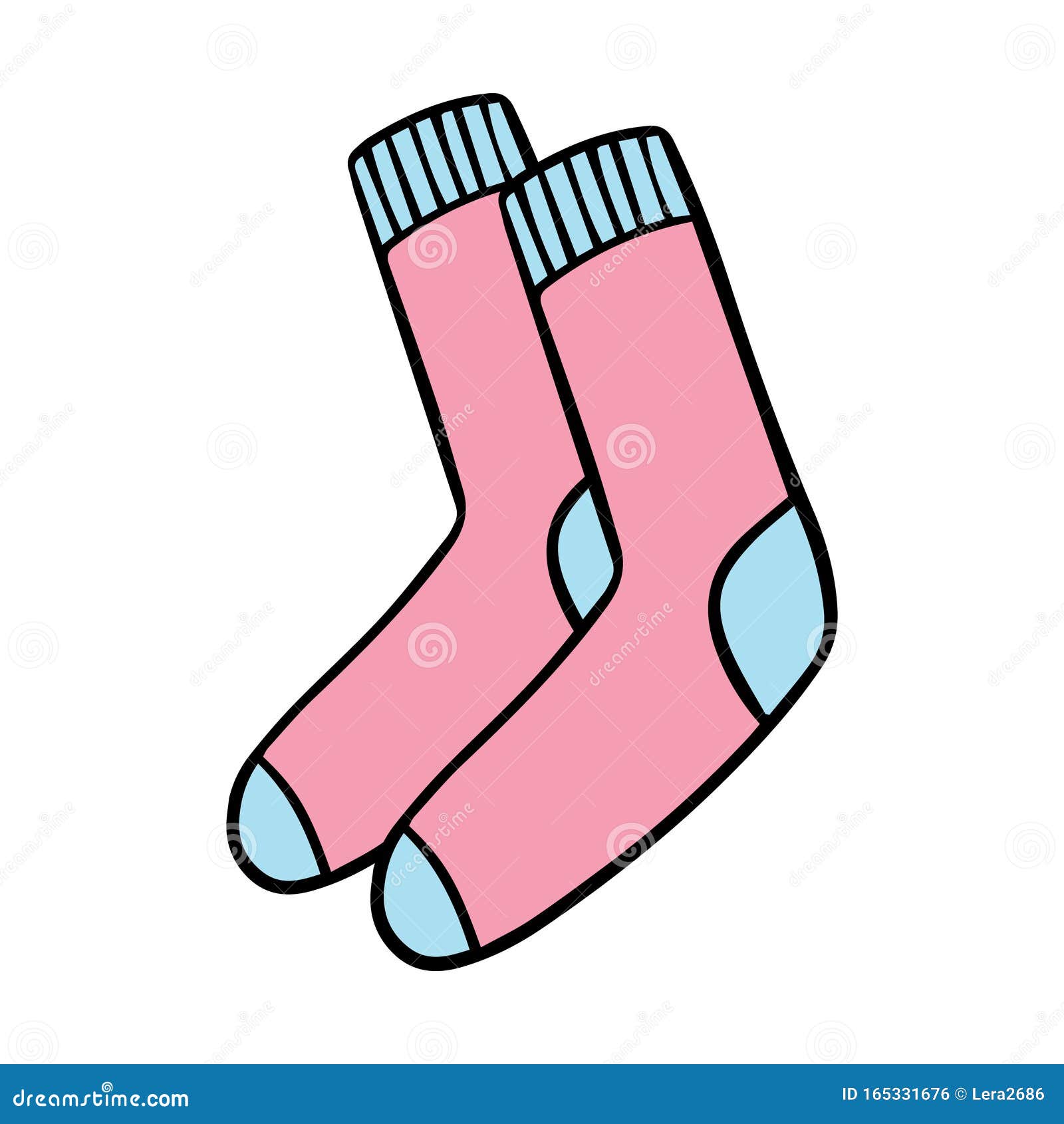 A Pair of Colored Socks. Color Vector Illustration. Hand-drawn Isolated ...