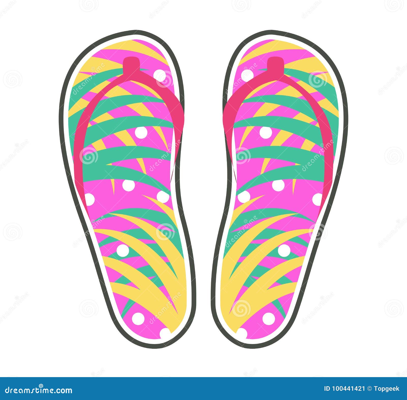 Pair of Colorful Flip-Flops Flat Vector Icon Stock Vector ...
